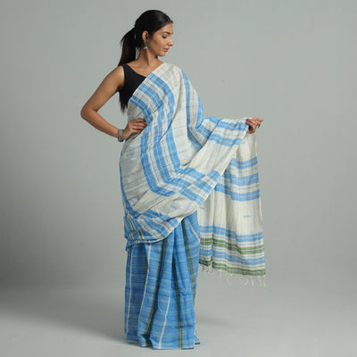 Blue - Basirhat Gamcha Handloom Pure Cotton Saree 09