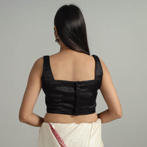 Black - Modal Silk Plain Stitched Blouse 09