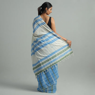 Blue - Basirhat Gamcha Handloom Pure Cotton Saree 09