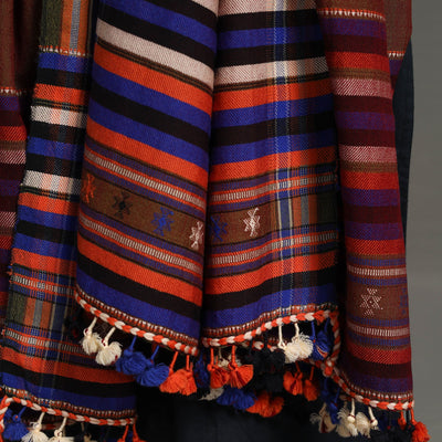 Brown - Kutch Embroidery Mirror Work Handwoven Woolen Shawl 05