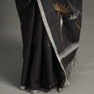 Black - Pollen Jamdani Cotton Handloom Saree 48