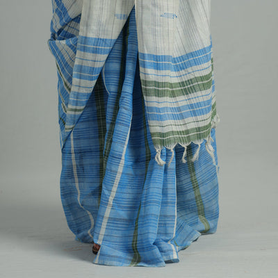 Blue - Basirhat Gamcha Handloom Pure Cotton Saree 09