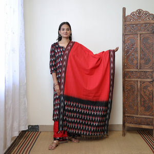 Black - Handloom Cotton Pochampally Ikat Kurta Set 21
