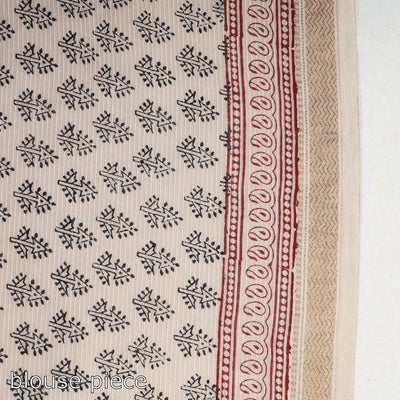 Black - Bagh Hand Block Printed Natural Dyed Maheshwari Silk Saree