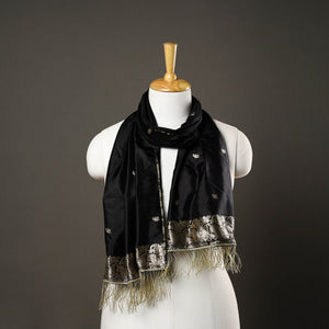 Black - Brocade Handloom Pure Silk Banarasi Stole 14