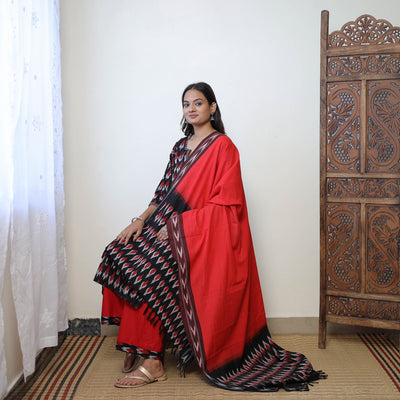 Black - Handloom Cotton Pochampally Ikat Kurta Set 21