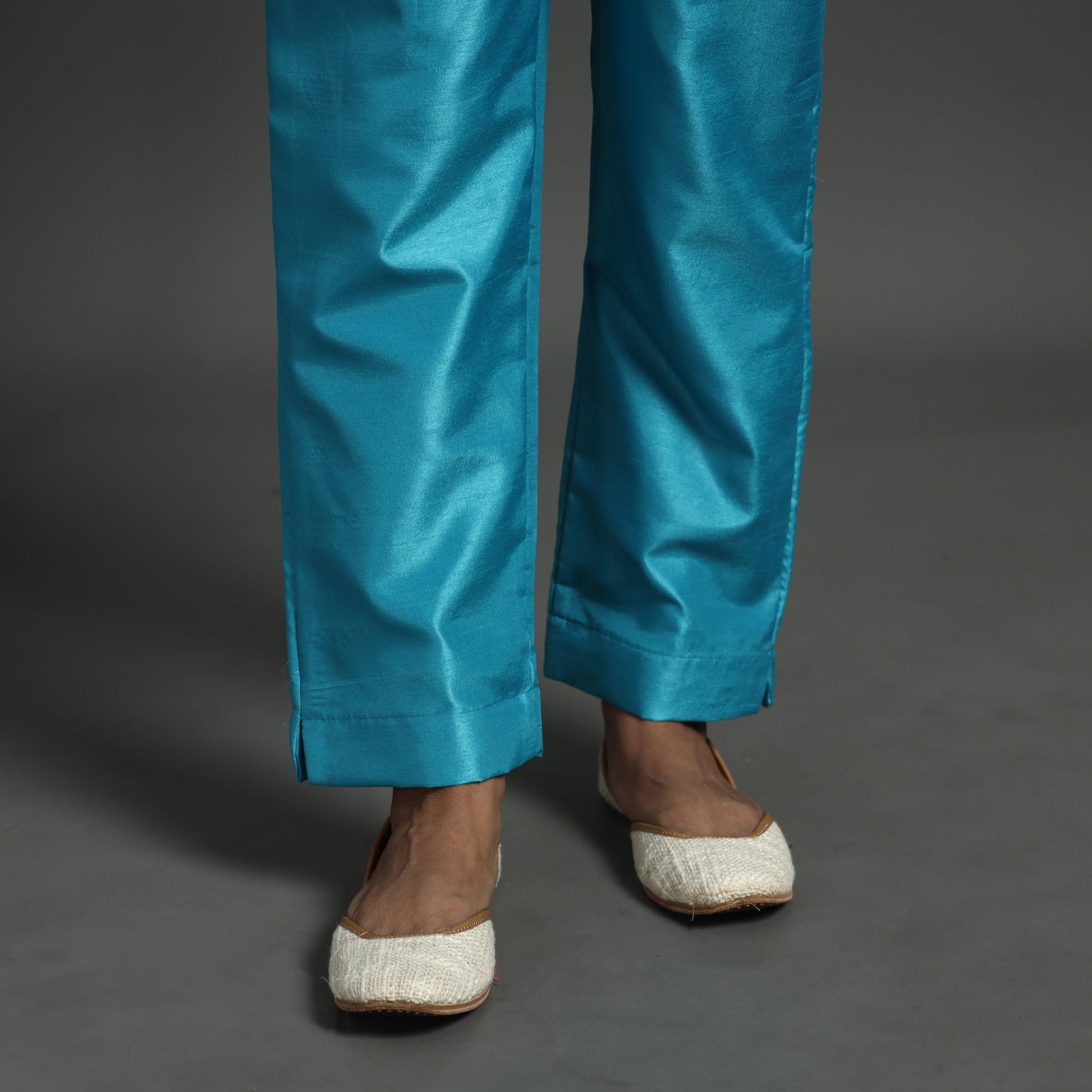 Aqua Blue - Elegant Banarasi Brocade Silk Kurta with Pant Set