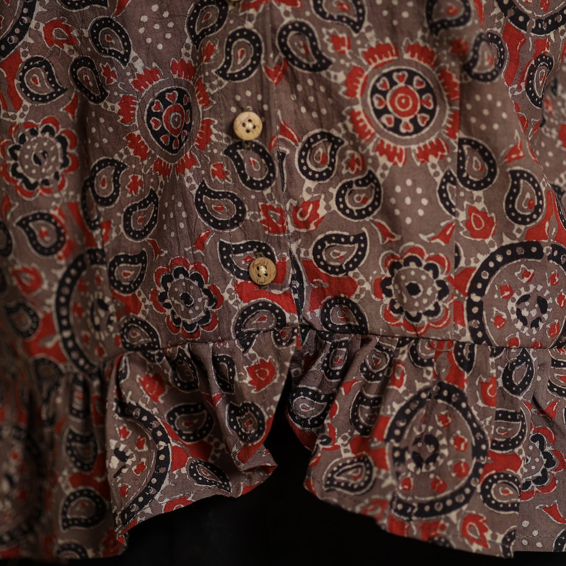 Brown - Ajrakh Block Printed Cotton Crop Top 15