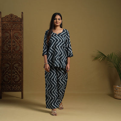 Black - Tie & Dye Cotton Shibori Co-Ord Set 08