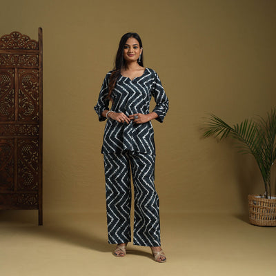 Black - Tie & Dye Cotton Shibori Co-Ord Set 08
