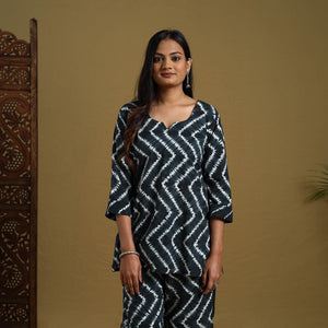 Black - Tie & Dye Cotton Shibori Co-Ord Set 08