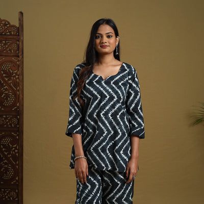 Black - Tie & Dye Cotton Shibori Co-Ord Set 08