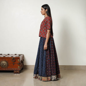 Blue - 24 Kali Patchwork Block Printed Cotton Ajrakh Skirt 17