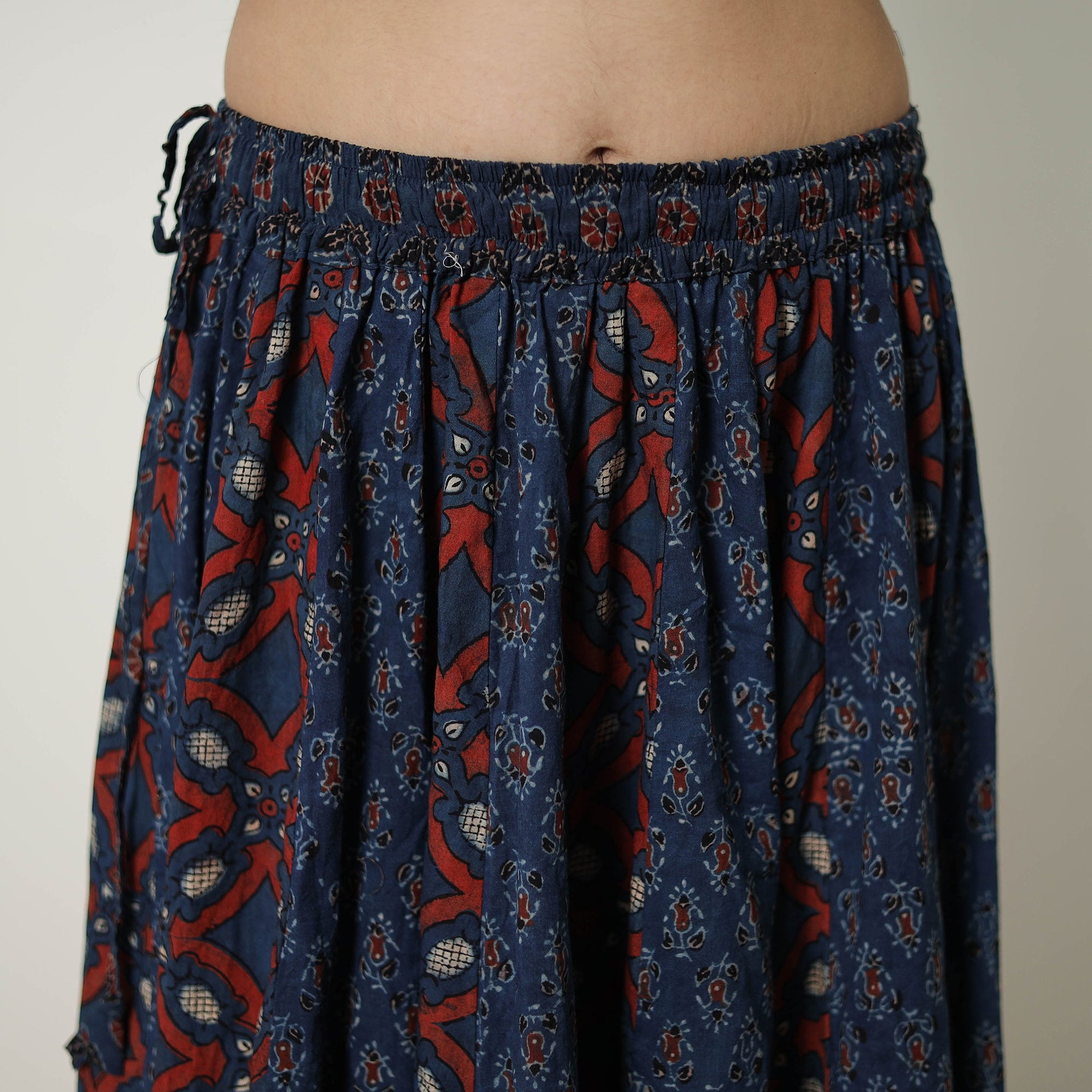 Blue - 24 Kali Patchwork Block Printed Cotton Ajrakh Skirt 17