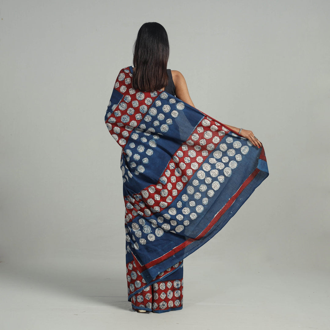 Bindaas Natural Dyed Block Print Cotton Saree 02