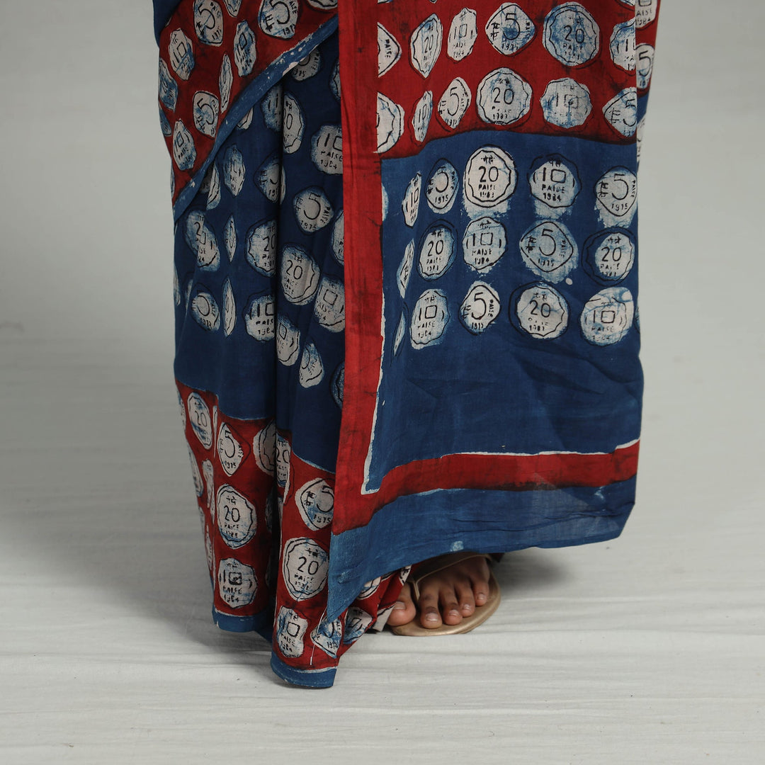 Bindaas Natural Dyed Block Print Cotton Saree 02