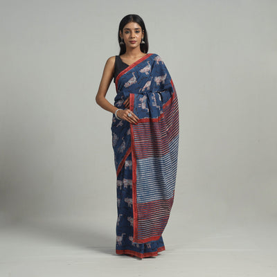 Bindaas Natural Dyed Block Print Cotton Saree 03