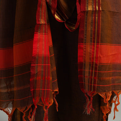 Brown - Cotton Dharwad Kurta Set with Palazzo & Dupatta 42