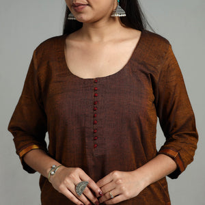 Brown - Cotton Dharwad Kurta Set with Palazzo & Dupatta 42