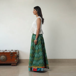 Green - 24 Kali Cotton Pochampally Ikat Skirt01