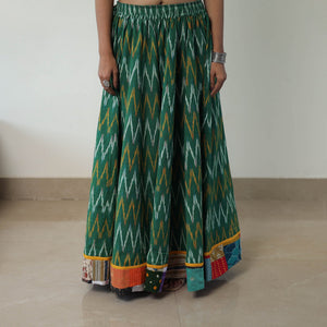Green - 24 Kali Cotton Pochampally Ikat Skirt01