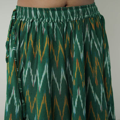 Green - 24 Kali Cotton Pochampally Ikat Skirt01