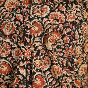 Black - Pedana Block Print Cotton Men Kalamkari Shirt 07