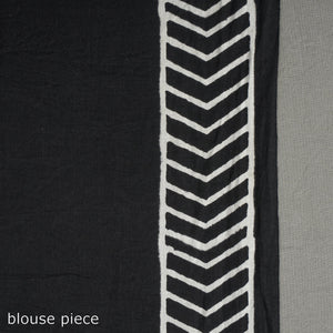 Black - Natural Dyed Cotton Bagru Print Saree 16