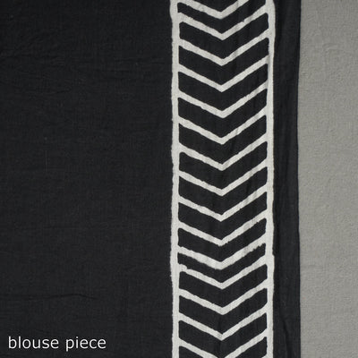 Black - Natural Dyed Cotton Bagru Print Saree 16