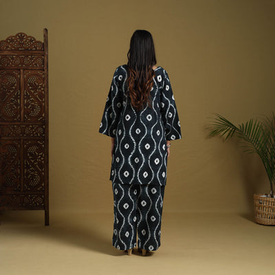 Black - Tie & Dye Cotton Shibori Co-Ord Set 12