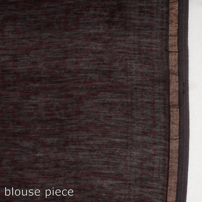 Brown - Bagh Hand Block Printed Natural Dyed Chanderi Silk Saree