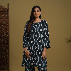 Black - Tie & Dye Cotton Shibori Co-Ord Set 12