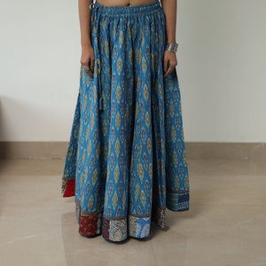 Blue - 24 Kali Cotton Pochampally Ikat Skirt 04