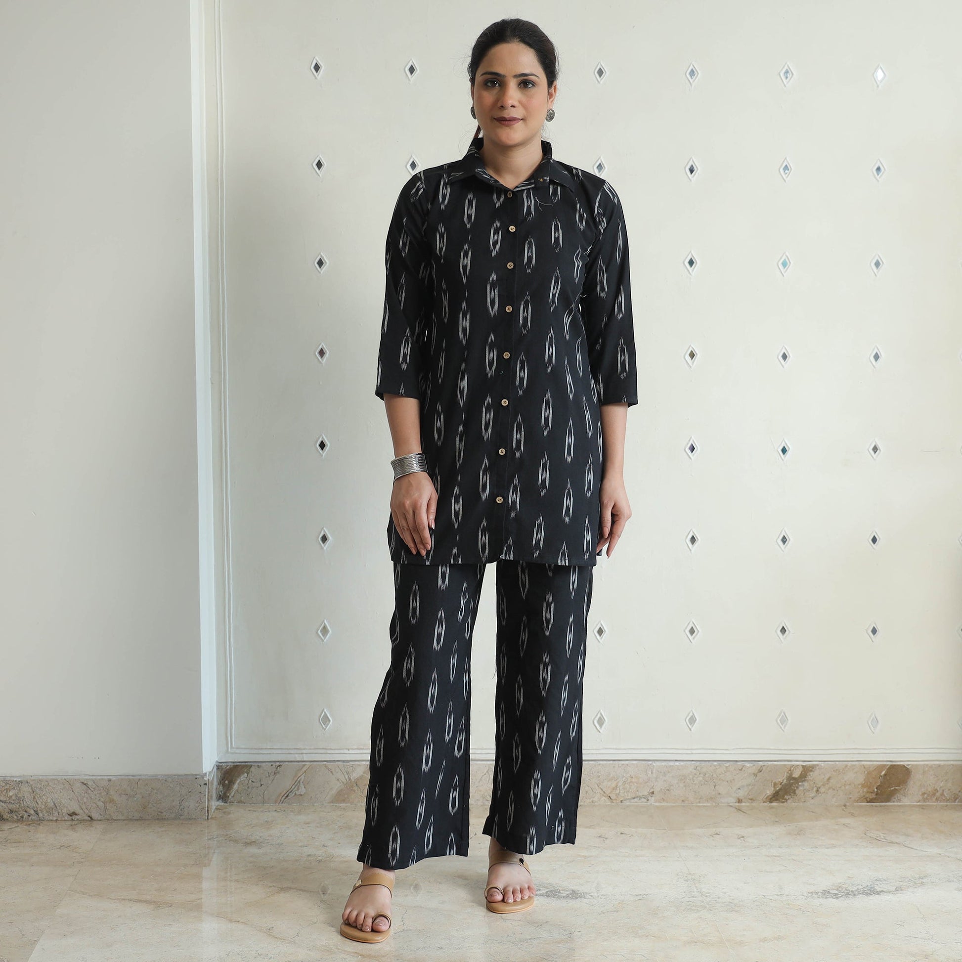 Black - Pochampally Ikat Cotton Co-Ord Set 12