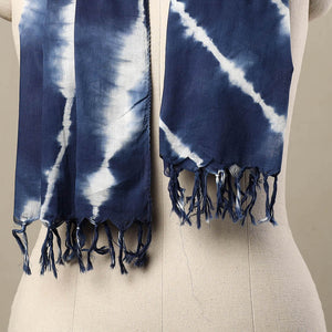 Blue - Cotton Tie-Dye Shibori Stole with Tassels 107