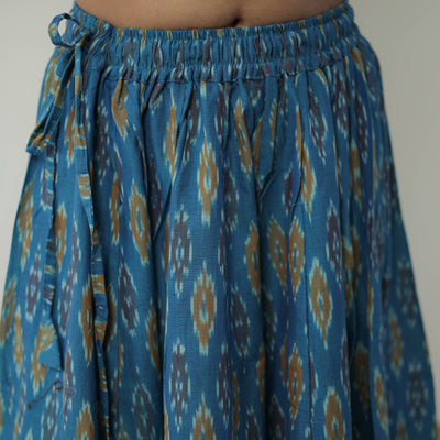 Blue - 24 Kali Cotton Pochampally Ikat Skirt 04