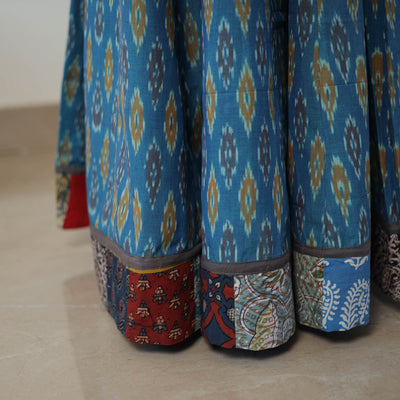 Blue - 24 Kali Cotton Pochampally Ikat Skirt 04