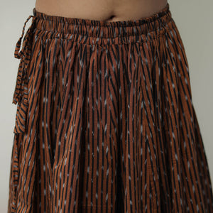 Brown - 24 Kali Cotton Pochampally Ikat Skirt 05