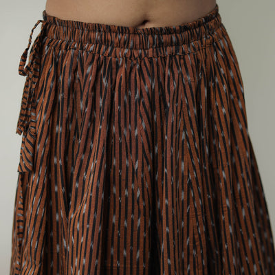 Brown - 24 Kali Cotton Pochampally Ikat Skirt 05