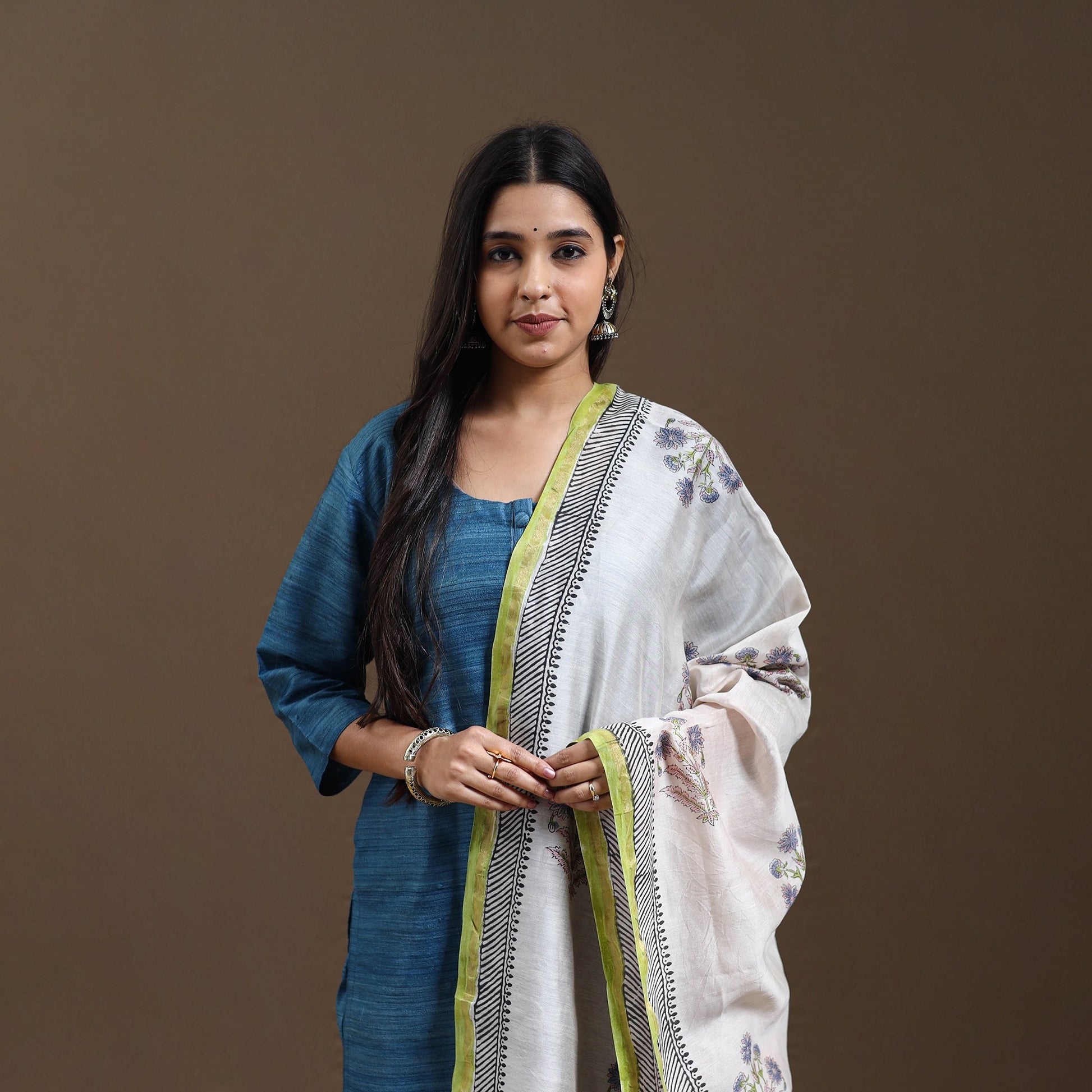 Blue - Bhagalpuri Handloom Desi Tussar Silk Kurta Set 18