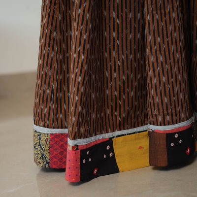 Brown - 24 Kali Cotton Pochampally Ikat Skirt 05