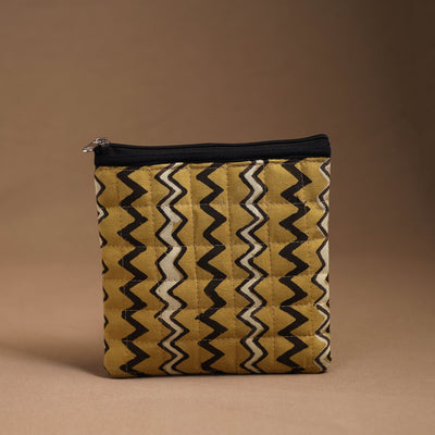 Brown - Handmade Quilted Cotton Utility Pouch 11