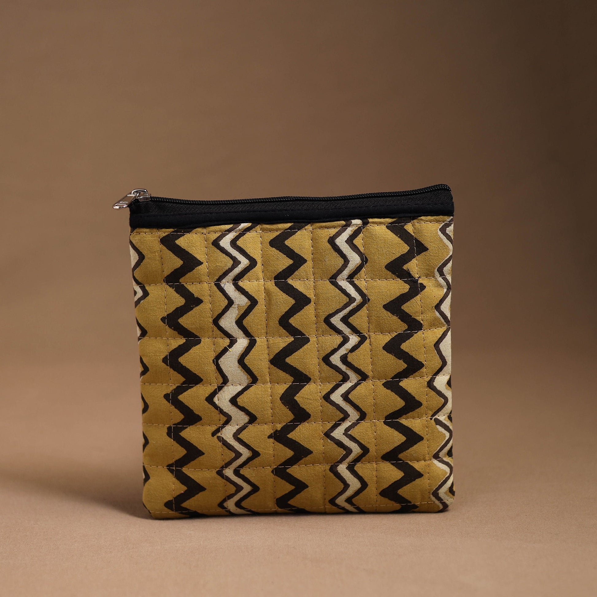 Brown - Handmade Quilted Cotton Utility Pouch 11