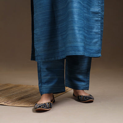 Blue - Bhagalpuri Handloom Desi Tussar Silk Kurta Set 18