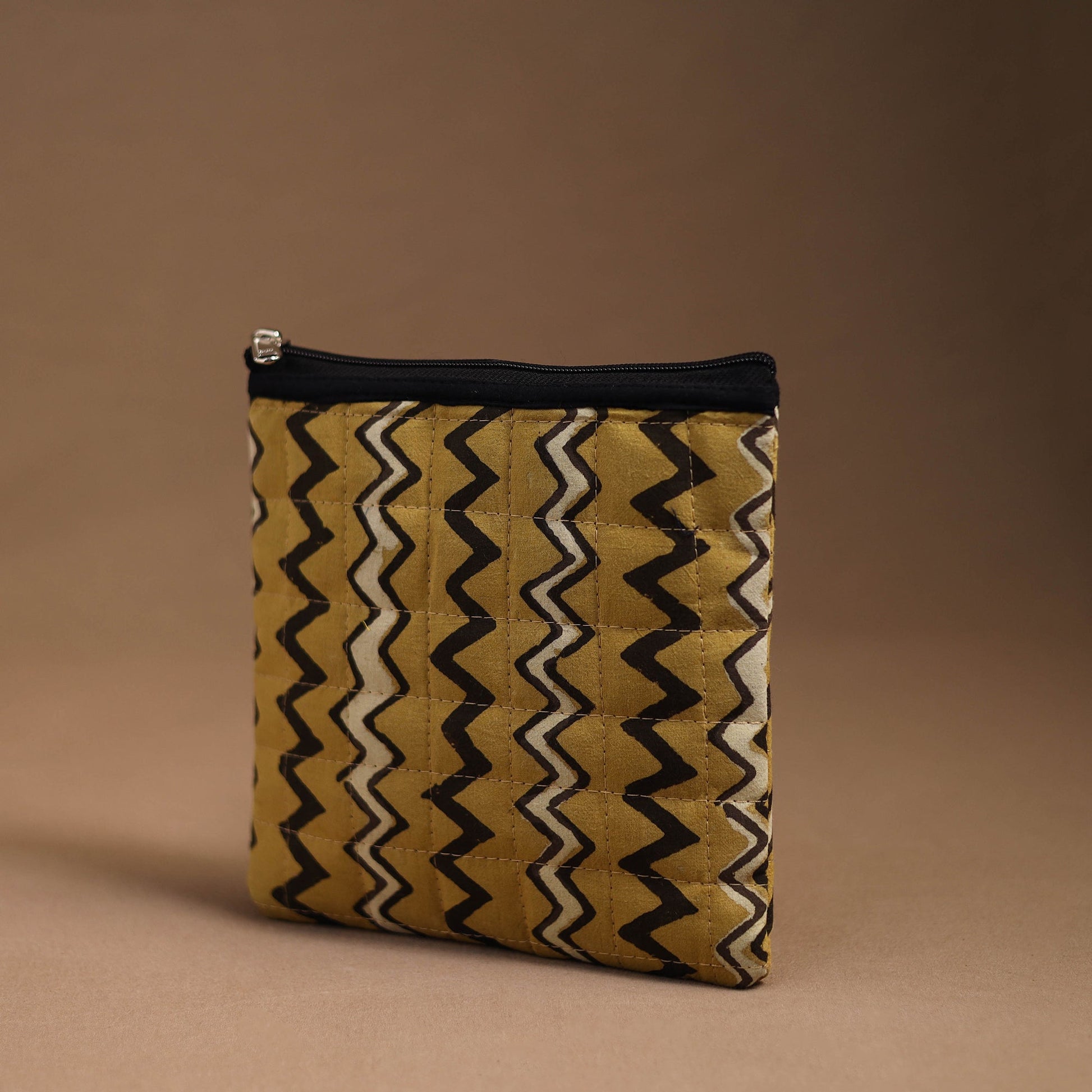 Brown - Handmade Quilted Cotton Utility Pouch 11