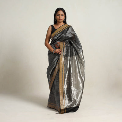Black - Festive Desi Tussar Silk Bhagalpuri Handloom Saree 04