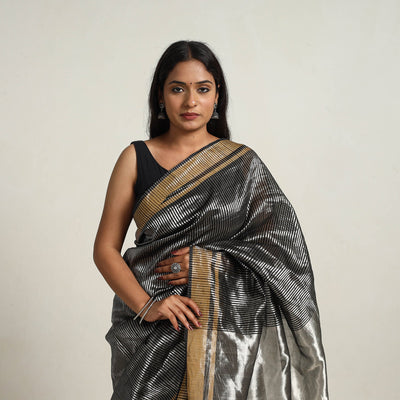 Black - Festive Desi Tussar Silk Bhagalpuri Handloom Saree 04