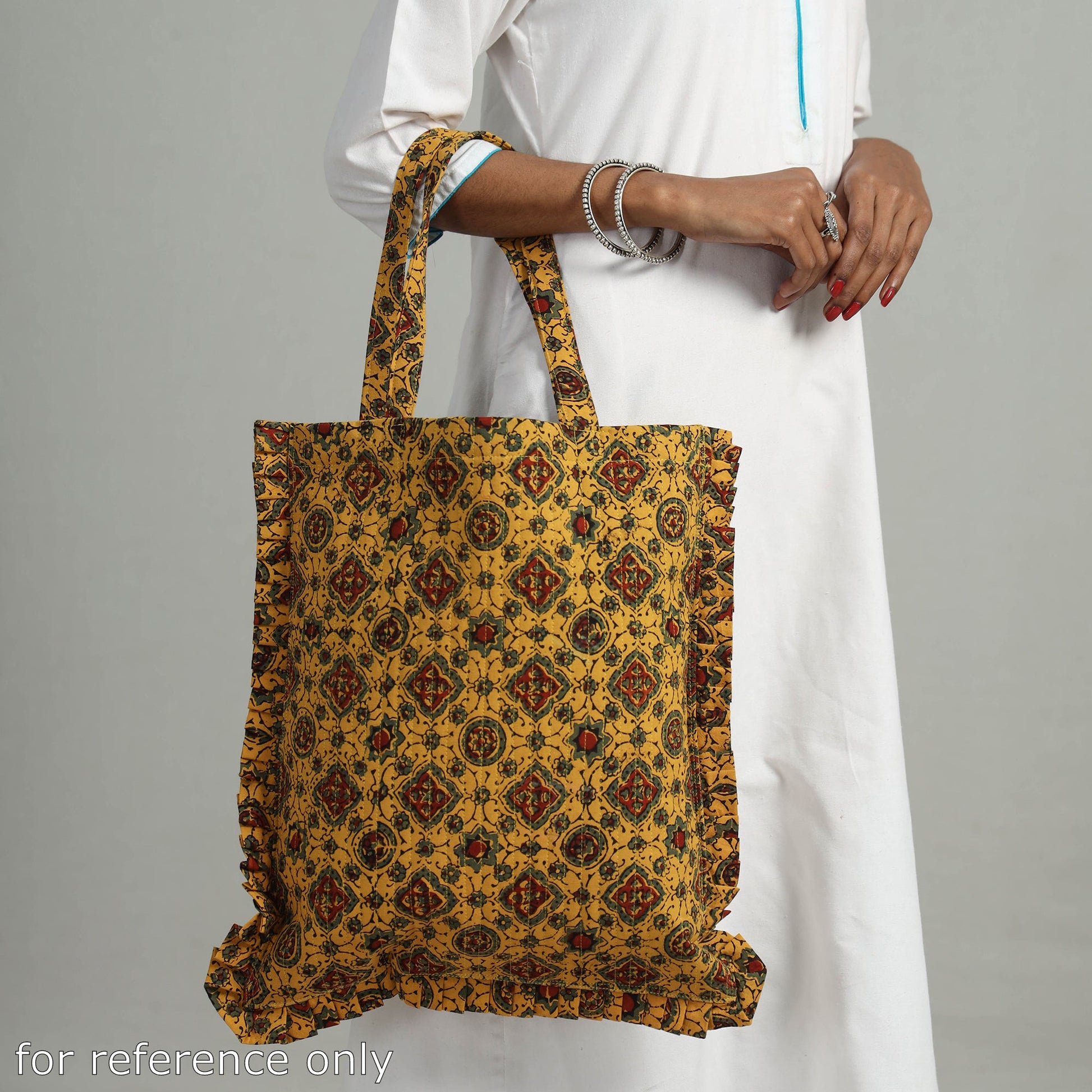 Black - Handcrafted Cotton Frill Jhola Bag 44
