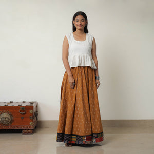 Brown - 24 Kali Cotton Pochampally Ikat Skirt 08