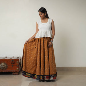Brown - 24 Kali Cotton Pochampally Ikat Skirt 08